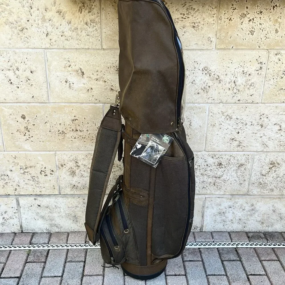 RM CAT Cart 2 Tone Brown 6-Way Golf Cart Bag with Rain Cover Good - Picture 2 of 11